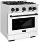 ZLINE Autograph Edition 30" Satin Stainless Steel Pro Style Dual Fuel Range with White Matte Door and Matte Black Accents-1