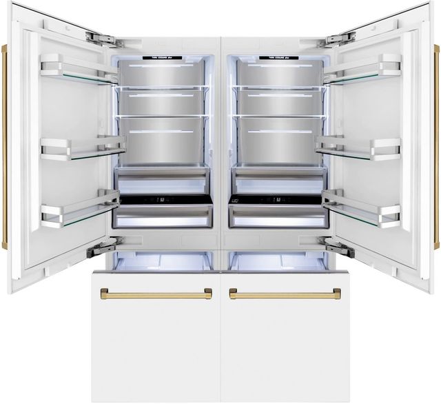 ZLINE Autograph Edition 60" 32.2 Cu. Ft. White Matte Built-In French Door Refrigerator-1