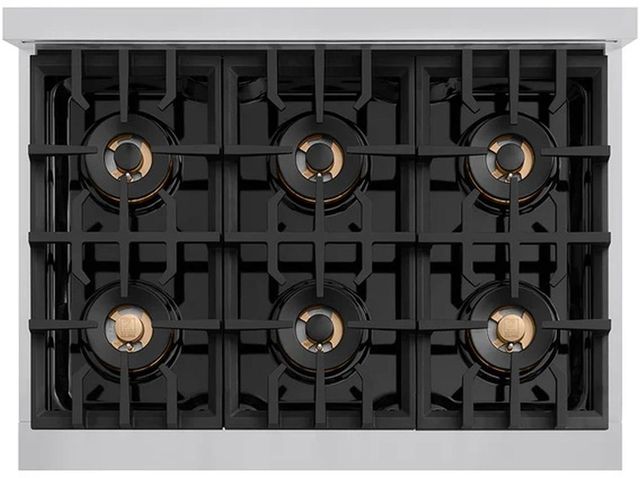ZLINE Autograph Edition 36". 5.2 cu. ft. Dual Fuel Range with 6 Burner DuoPro™ Cooktop and Electric Convection Oven in Stainless Steel and Champagne Bronze Accents -3