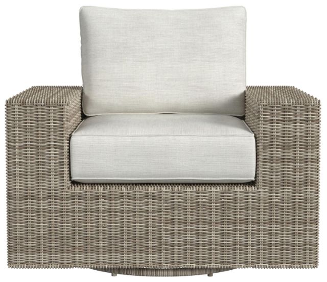 Elements International Carmona Beige/Natural Fabric/Olefin Outdoor Swivel Chair-3