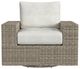 Elements International Carmona Beige/Natural Fabric/Olefin Outdoor Swivel Chair-3
