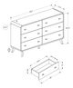 Monarch Specialties Inc. Grey Oak 6-Drawer Dresser-2