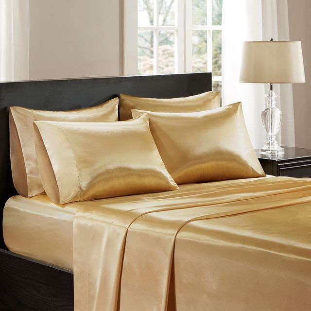 Olliix by Madison Park Essentials Gold 2 Pack of King Satin Pillow Case-1
