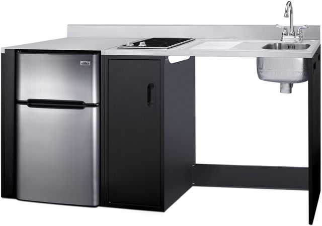 Summit® 72" Black/Stainless Steel Barrier-Free All-in-one Kitchenette -3