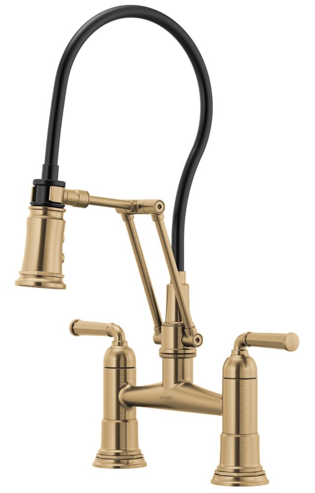 Brizo Rook® Brilliance® Luxe Gold® Articulating Bridge Faucet-0