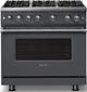 Viking® 5 Series 36" Cast Black Pro Style Gas (NG) Range with Polished Chrome Trim-3