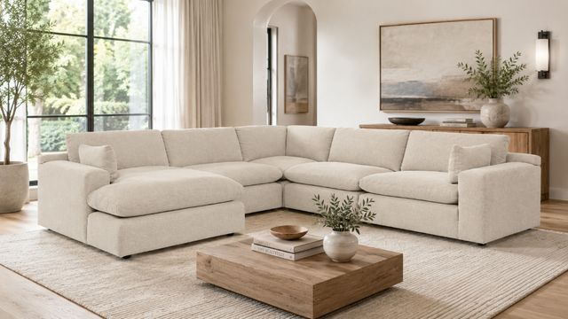 Benchcraft® Elyza 5-Piece Linen Left-Arm Facing Sectional and Chaise-1
