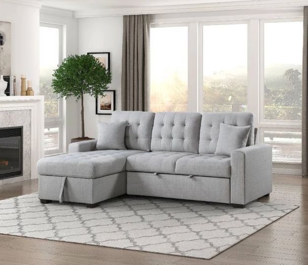 Homelegance® McCafferty 2-Piece Gray Left-Arm Facing Sleeper Sectional with Hidden Storage-1