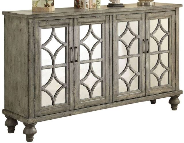ACME Furniture Velika Weathered Gray Console Table with Four Doors-0
