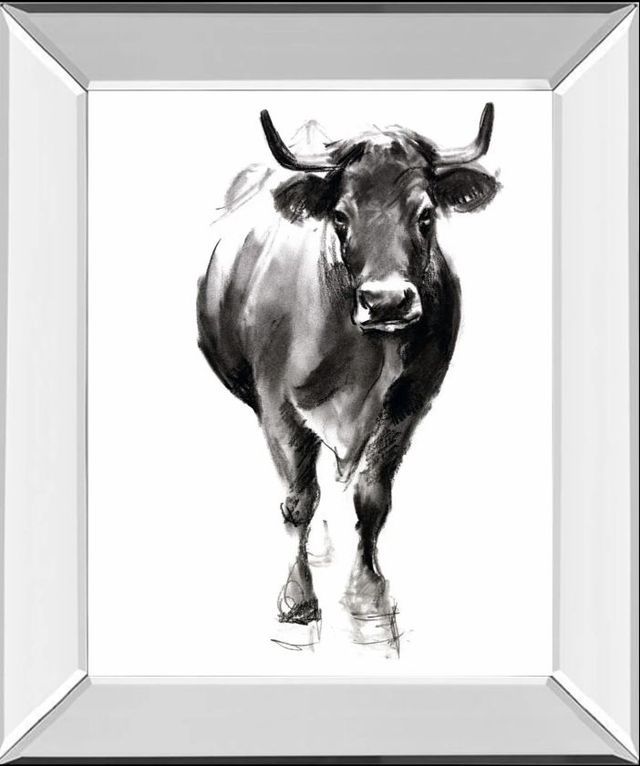 Classy Art Charcoal Cattle II by Jennifer Paxton Parker Mirror Framed Wall Art-0