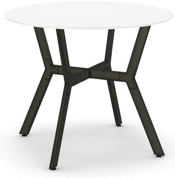 Amisco Customizable Norcross 36" White Glass Round Table with a 36" Diameter Tabletop-0