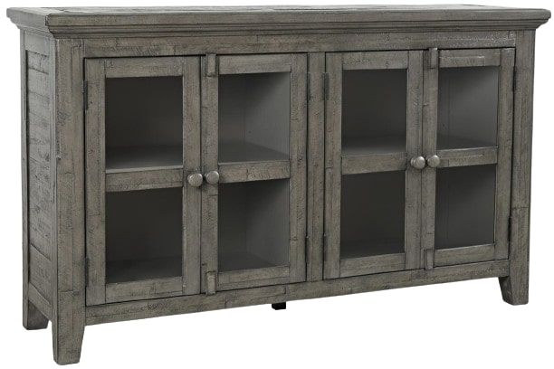 Jofran Inc. Rustic Shores Stone 4-Door Low Accent Cabinet with Knockdown-0