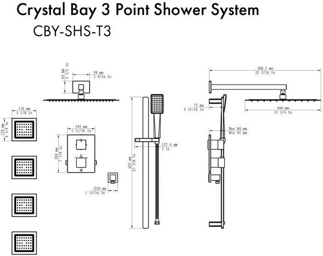 ZLINE Crystal Bay Chrome Thermostatic Shower System with Body Jets-4