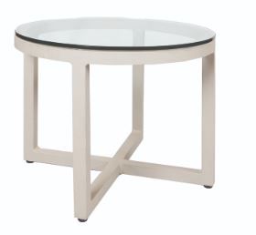 Lane Venture® Contempo Glass Top Round End Table with White Base-0