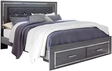 Signature Design by Ashley® Lodanna Gray King Storage Upholstered Panel Bed