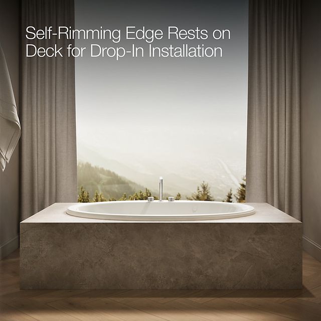 KOHLER® Sunward® Biscuit 66" x 42" Drop-In Whirlpool Bath-3