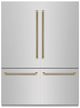 ZLINE Autograph Edition 60" 32.2 Cu. Ft. Stainless Steel with Graphite Gray Interior and Champagne Bronze Helix Handles French Door Built-In Bottom Freezer Refrigerator with Water Dispenser and Ice Maker -0