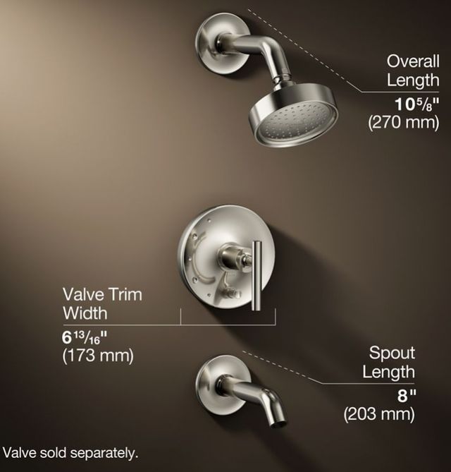 KOHLER® Purist® Rite-Temp® Vibrant Polished Nickel 1.75 GPM Bath and Shower Trim Kit with Push-Button Diverter and Lever Handle-2