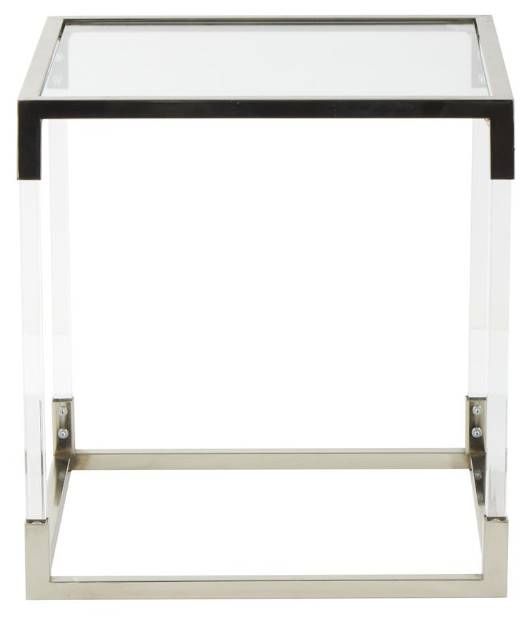 Deco Marche Clear Accent Table with Silver Frame Supports-2