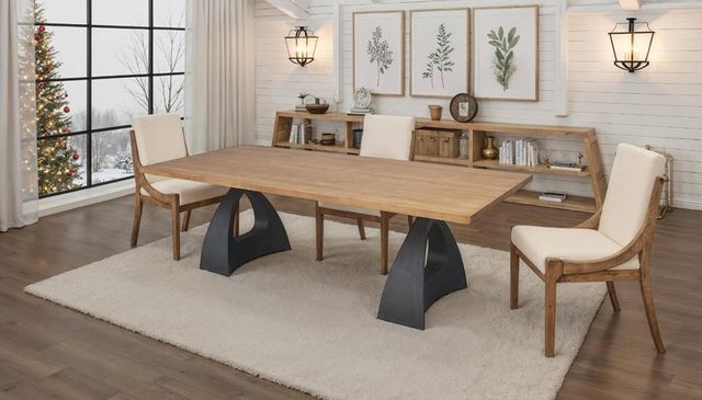 Nest Home Collections Orion Rectangular Light Natural Dining Table with Black Base-1