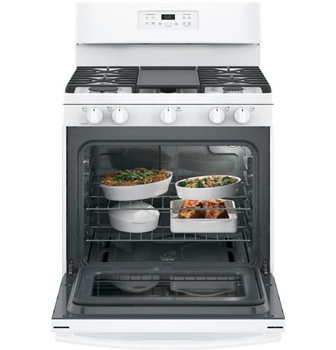 GE® 30" White Freestanding Gas Range-2