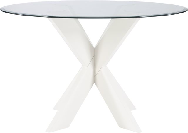 Powell® Adler Glass Top X-Base Dining Table with White Base-1