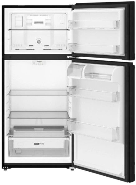 Whirlpool® 28" 14.3 Cu. Ft. Black Top Freezer Refrigerator with Total Coverage Cooling-1