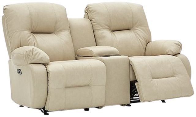 Best® Home Furnishings Customizable Brinley Leather Power Reclining Space Saver® Loveseat with Center Console-1