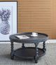 A & B Home Hilton Head Black Wooden Coffee Table with Rattan Shelves-4