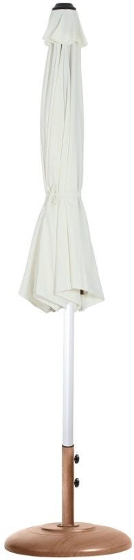 Meridian Furniture Fiji Matte White/Teak/White Aluminum Outdoor Patio Umbrella and Base-1