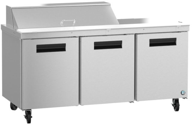 Hoshizaki Steelheart® 72" 18 Cu. Ft. Stainless Steel Three Section Refrigerator with Sandwich Prep Table-1