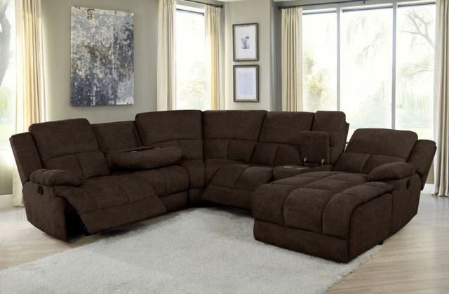 Coaster® Belize Brown 6-Piece Pillow Top Arm Motion Sectional-4