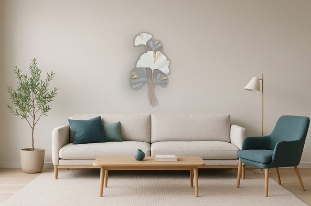 Classy Living Elegant Ginkgo Leaves Wall Decor-1