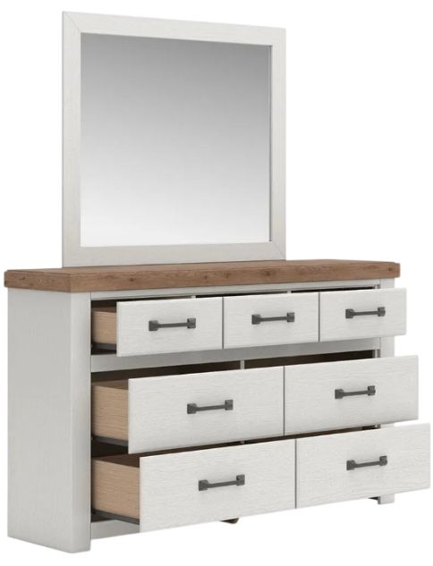 Benchcraft® Savonport Brown/White Dresser and Mirror-3