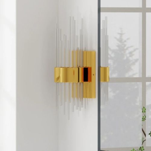 Harp & Finial® Corwin Brass/Clear Sconce-2