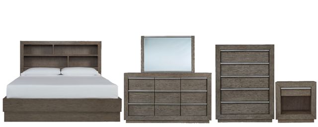 Benchcraft® Anibecca 5-Piece Weathered Gray California King Bookcase Bed Set-0