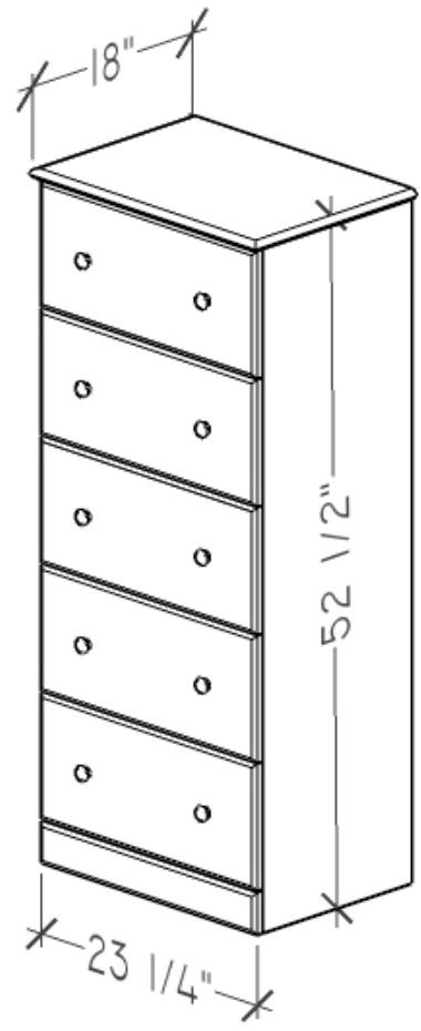 Perdue Woodworks 12,000 Essential Brown 23" 5-Drawer Chest-2