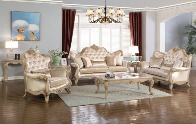 New Classic® Home Furnishings Monique Marble Top Cocktail Table with Champagne Base-1