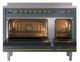 Ilve® Nostalgie II Noblesse 48'' Blue Gray Pro Style Induction Range with Brass Trim-1