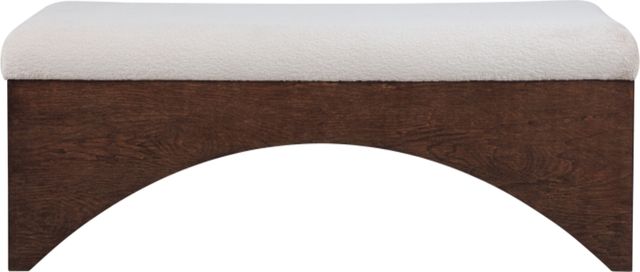 Meridian Furniture Lawson Beige/Walnut Velour Fur Fabric Bench-1
