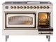 Ilve® Nostalgie II Noblesse 48'' Antique White Pro Style Dual Fuel Range with Burnished Trim-4