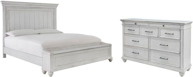 Benchcraft® Kanwyn 4-Piece Whitewash Queen Panel Bed Set-0