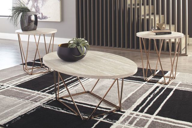 Signature Design by Ashley® Tarica 3-Piece Beige/Light Goldtone Occasional Table Set-3
