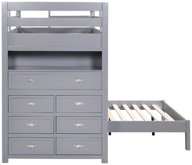 Homelegance® Sloane Gray Twin over Full Youth Loft Bunk Bed with Chest and Hidden Desk-3