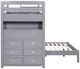 Homelegance® Sloane Gray Twin over Full Youth Loft Bunk Bed with Chest and Hidden Desk-3