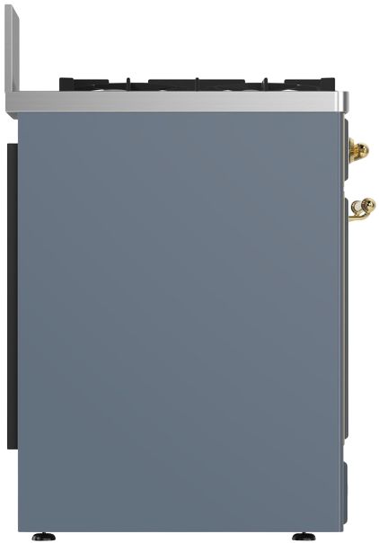 Ilve® Majestic III 30" Blue Gray Pro Style Dual Fuel Liquid Propane Range with Triple Glass Door and Brass Trim-3