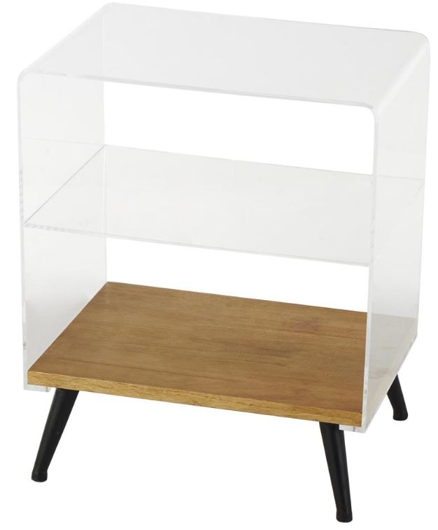 Deco Marche Clear Accent Table with Black Base-2