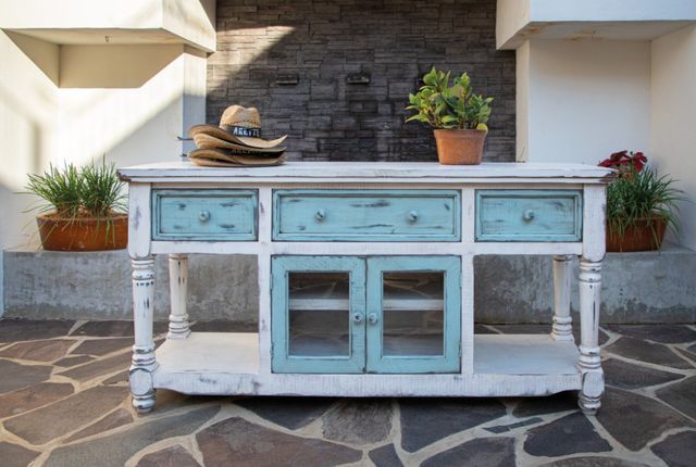 International Furniture Direct Aruba Blue/White 70" TV Stand-1