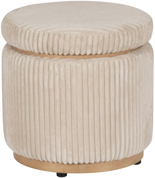 Linon Sunny Cream Corduroy Round Ottoman-0