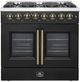 FORNO® Galiano Series Alta Qualita 36" Black and Antique Brass Pro Style Dual Fuel Range-0